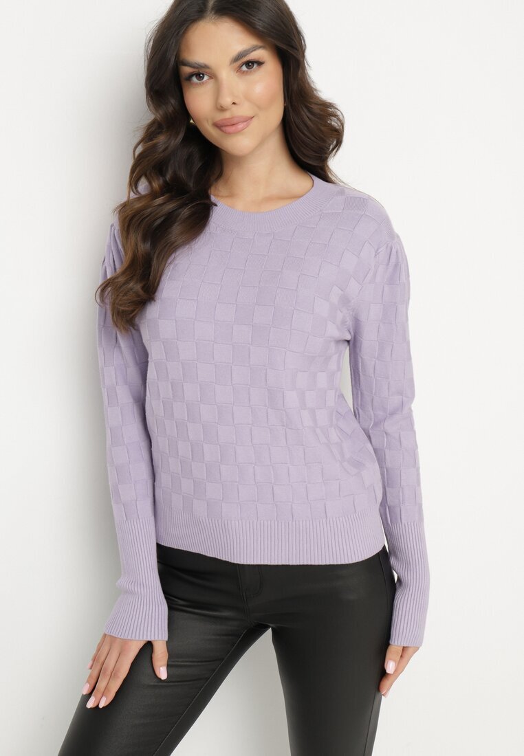 newstar Pulover Violet deschis cu Vâscoză Modal și Împletitură Decorativă Jaliti