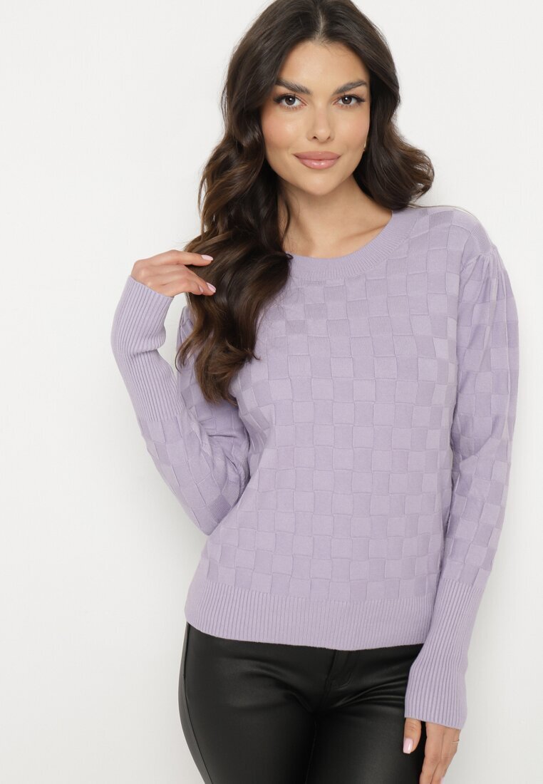 newstar Pulover Violet deschis cu Vâscoză Modal și Împletitură Decorativă Jaliti