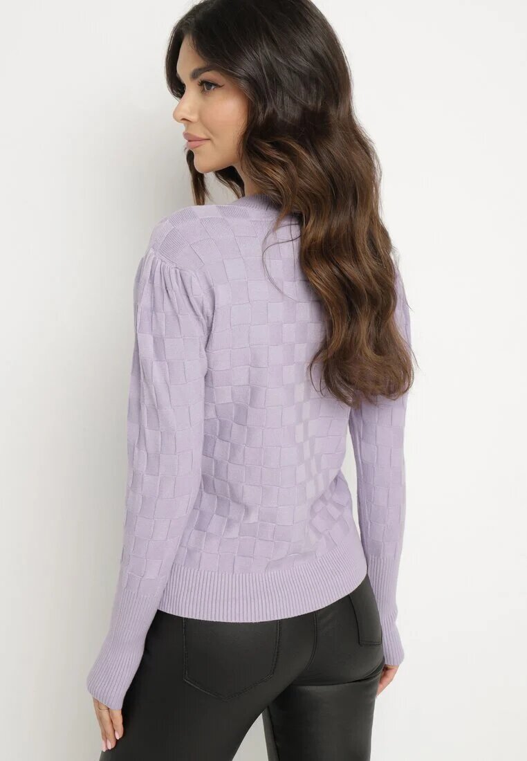 newstar Pulover Violet deschis cu Vâscoză Modal și Împletitură Decorativă Jaliti