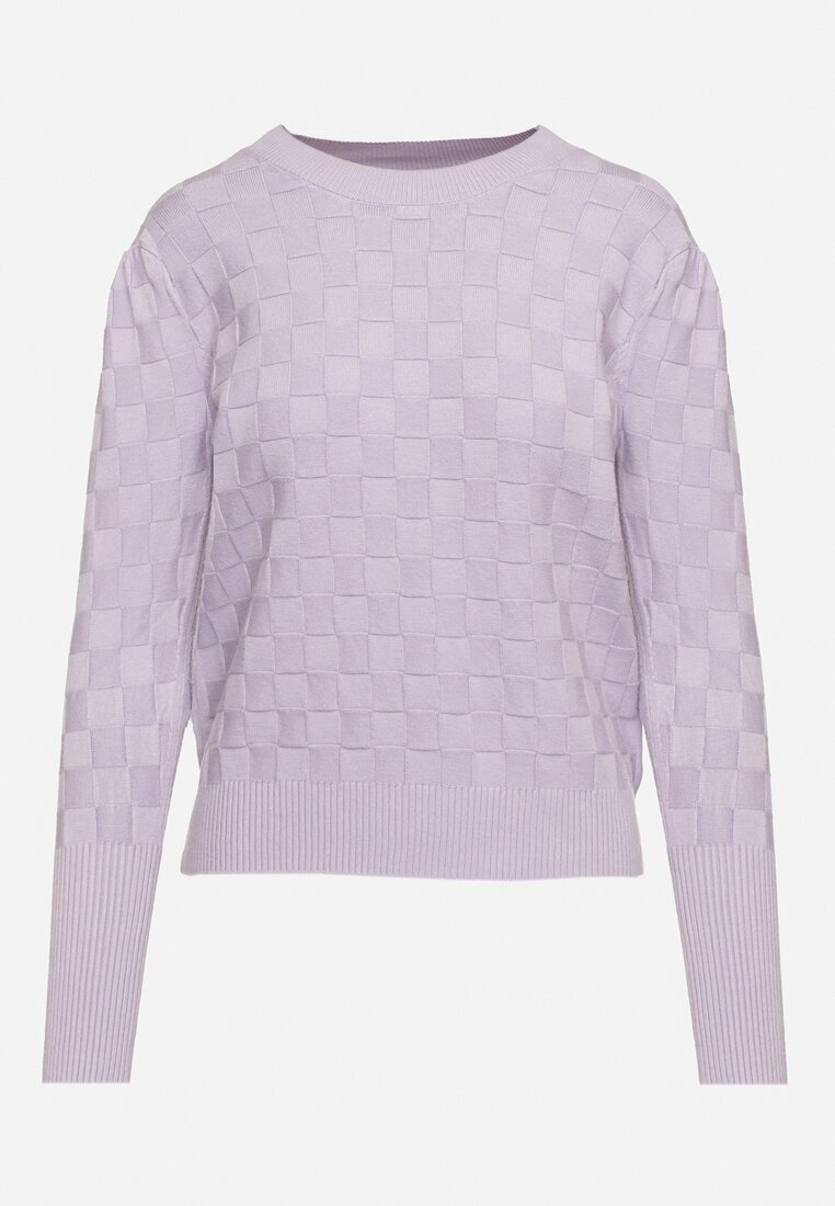 newstar Pulover Violet deschis cu Vâscoză Modal și Împletitură Decorativă Jaliti