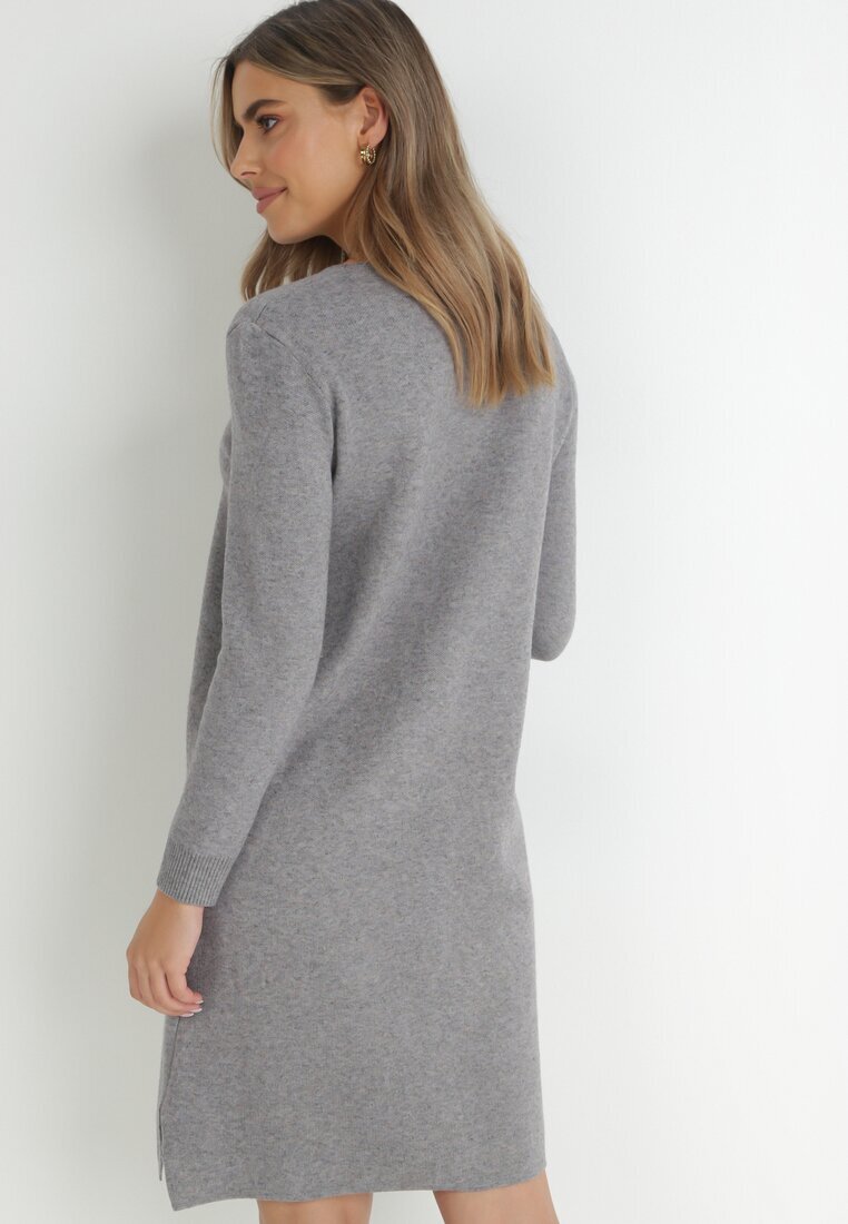 newstar Rochie Gri Dreaptă din Tricot Zammar