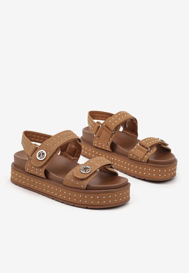 next step Sandale Maro deschis cu platformă cu barete velcro decorate cu nituri Caliren