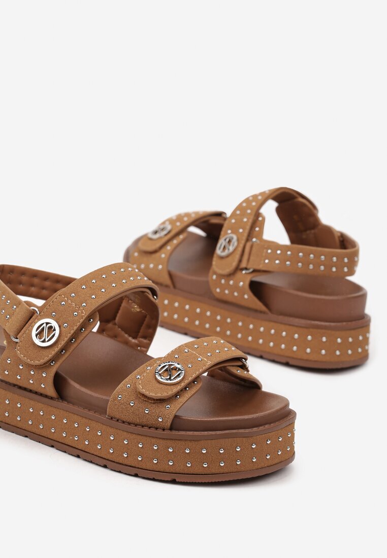 next step Sandale Maro deschis cu platformă cu barete velcro decorate cu nituri Caliren