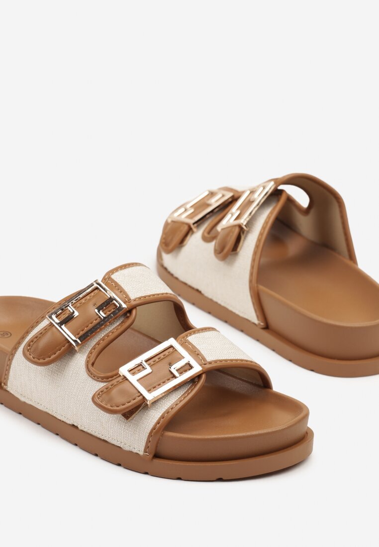 nm Papuci maro casual cu barete cu catarame Redunise