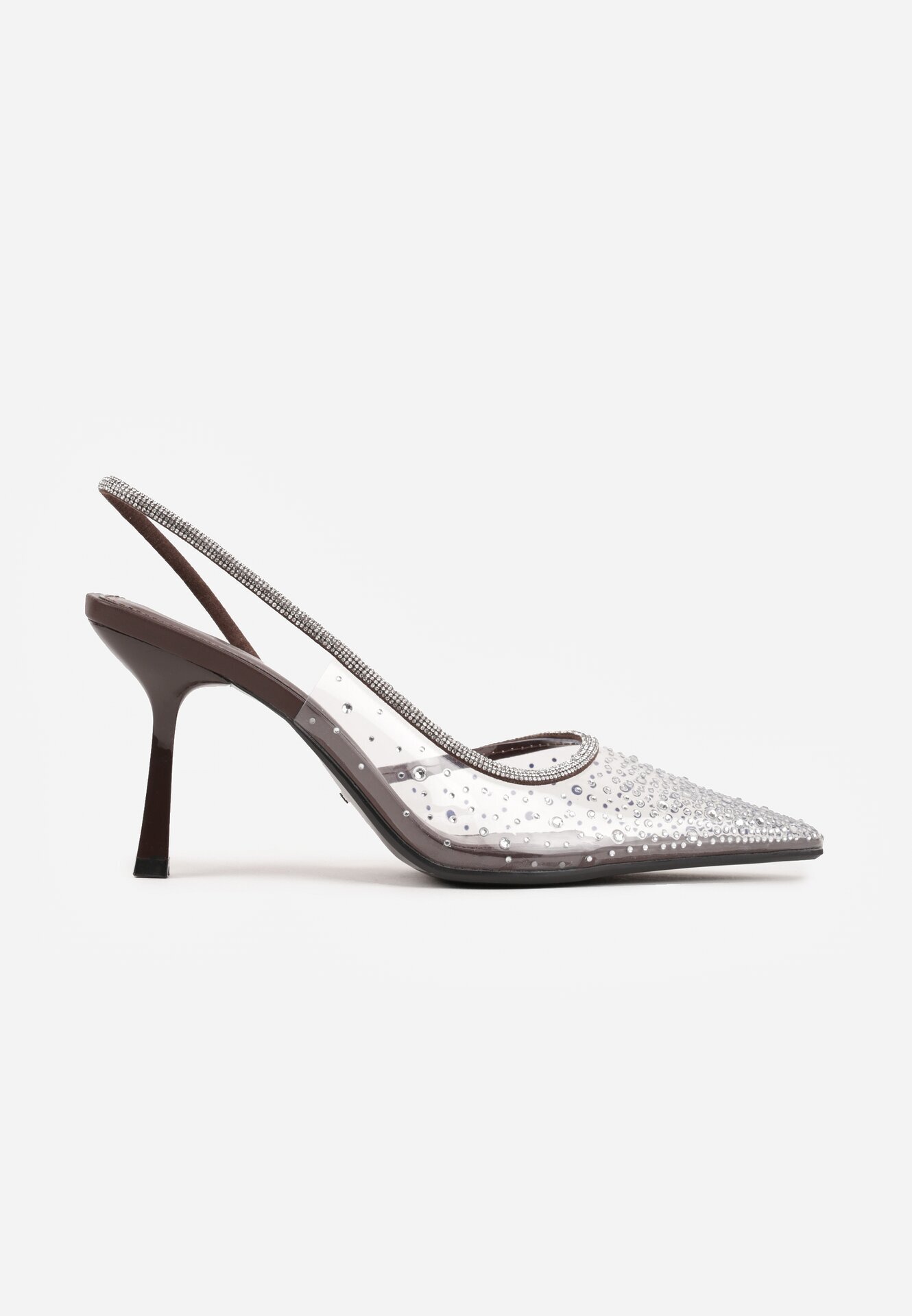 pallika paris Pantofi cu toc cui Maro Transparente cu călcâiul descoperit împodobite cu zirconii Krisqirelle
