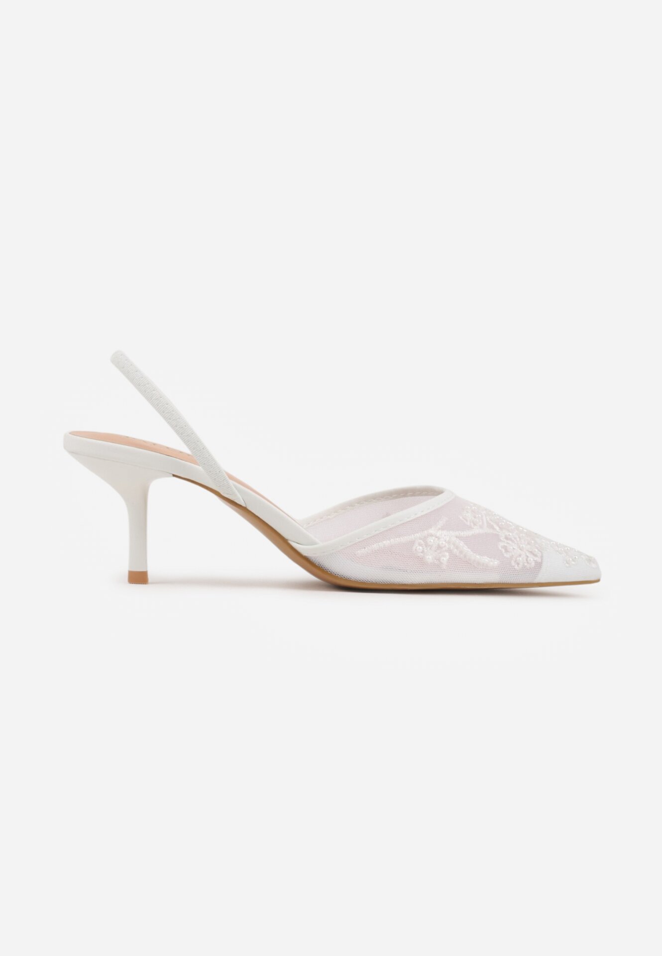 pallika paris Pantofi stiletto Albi Din plasă Decorați cu perle și broderii Vilania