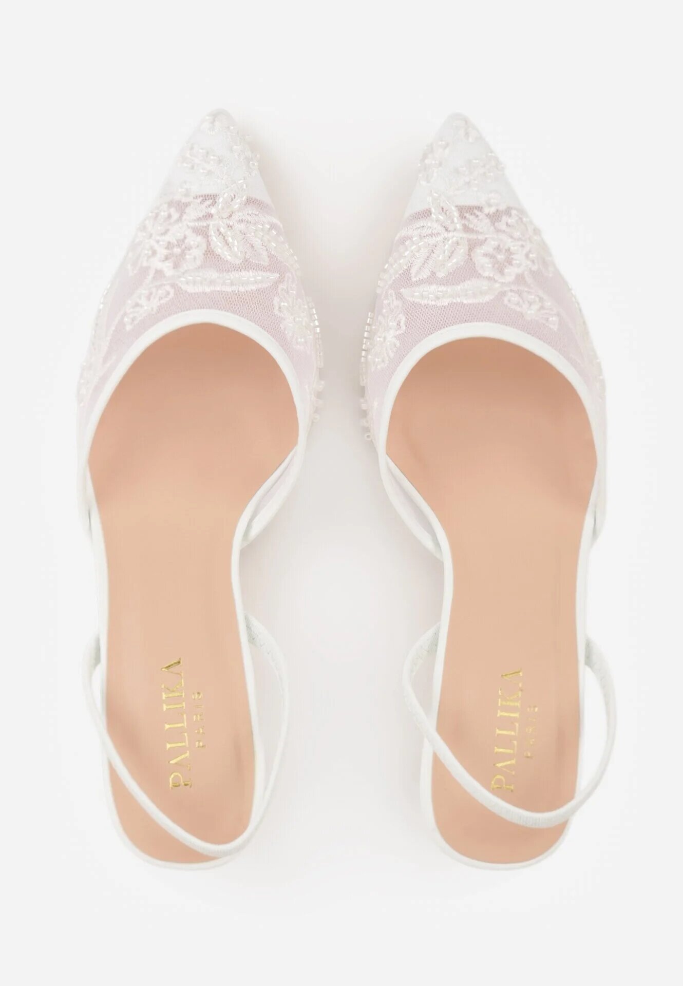 pallika paris Pantofi stiletto Albi Din plasă Decorați cu perle și broderii Vilania