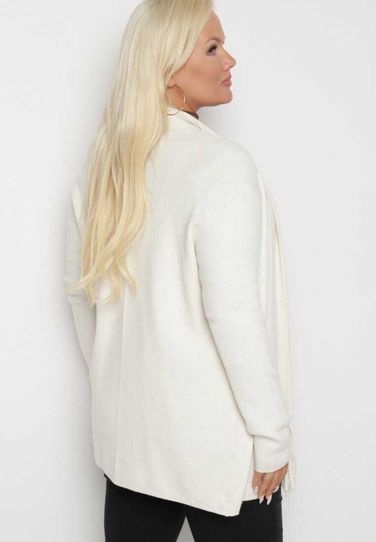 palma Cardigan Bej deschis cu Bumbac și Vâscoză Decorat cu Franjuri Velanise