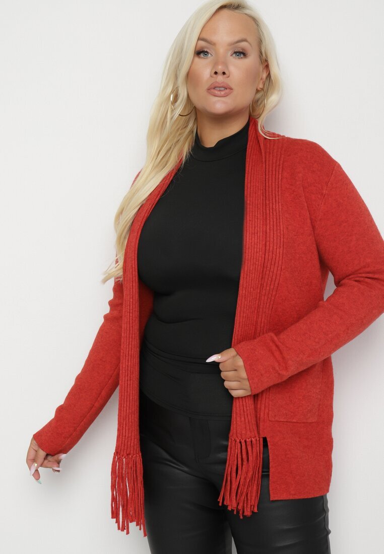palma Cardigan Roz cu Bumbac și Viscoză Decorat cu Franjuri Velanise