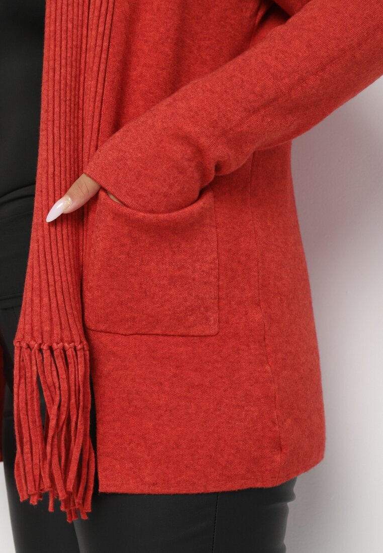 palma Cardigan Roz cu Bumbac și Viscoză Decorat cu Franjuri Velanise