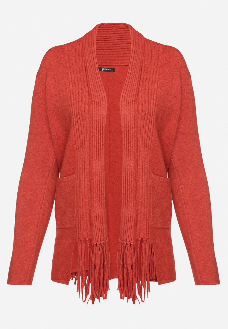 palma Cardigan Roz cu Bumbac și Viscoză Decorat cu Franjuri Velanise
