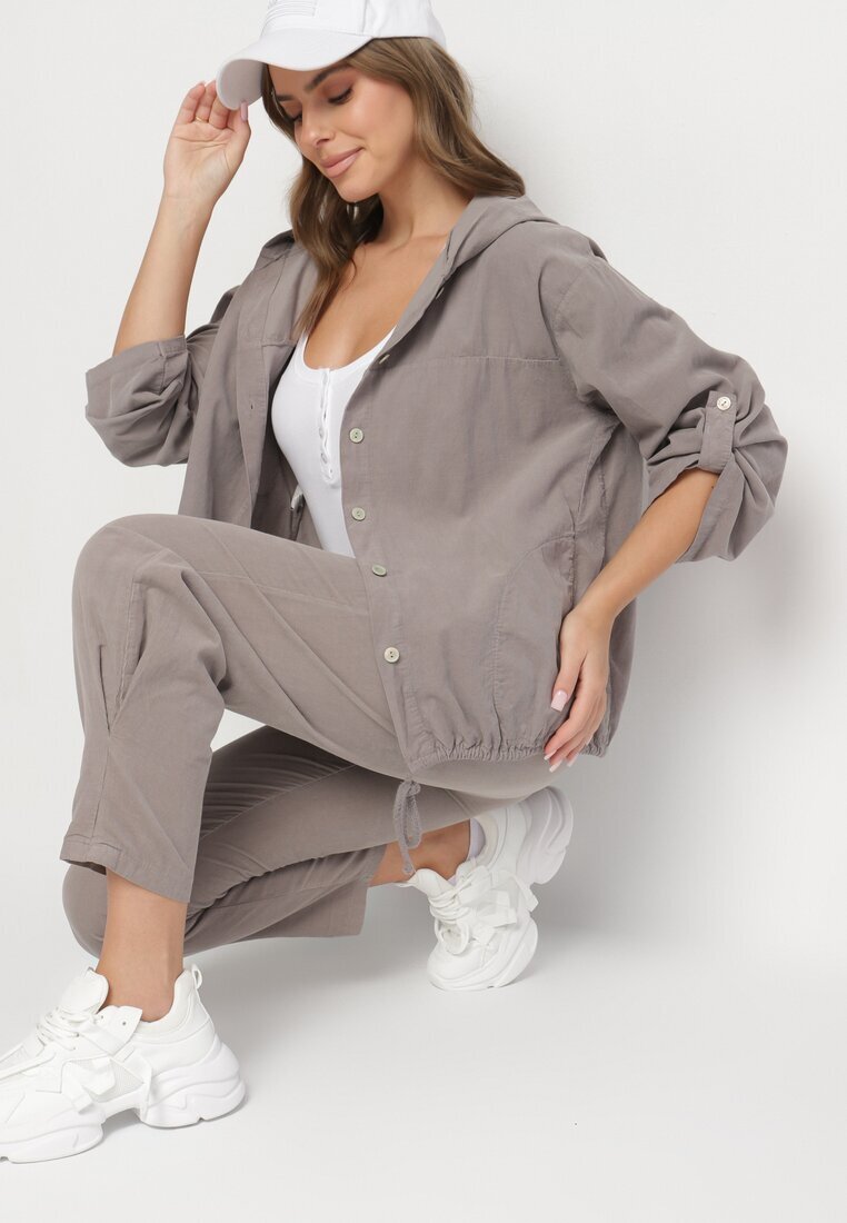 palma Pantaloni din bumbac Gri cu Talie înaltă Melili