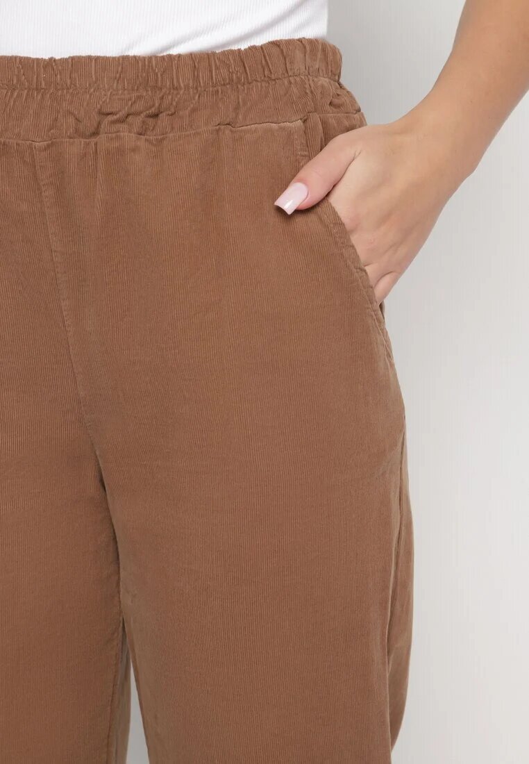 palma Pantaloni Maro de Bumbac cu Talie Înaltă Melili