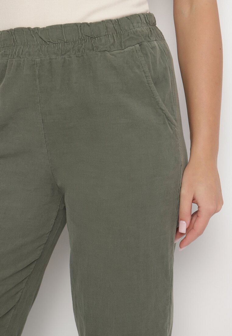 palma Pantaloni Verde închis Din bumbac Cu talie înaltă Melili