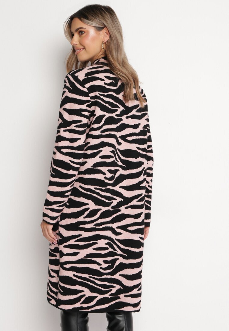 palma Rochie Roz deschis Midi cu croială lejeră cu motiv animal și semiguler Vissara