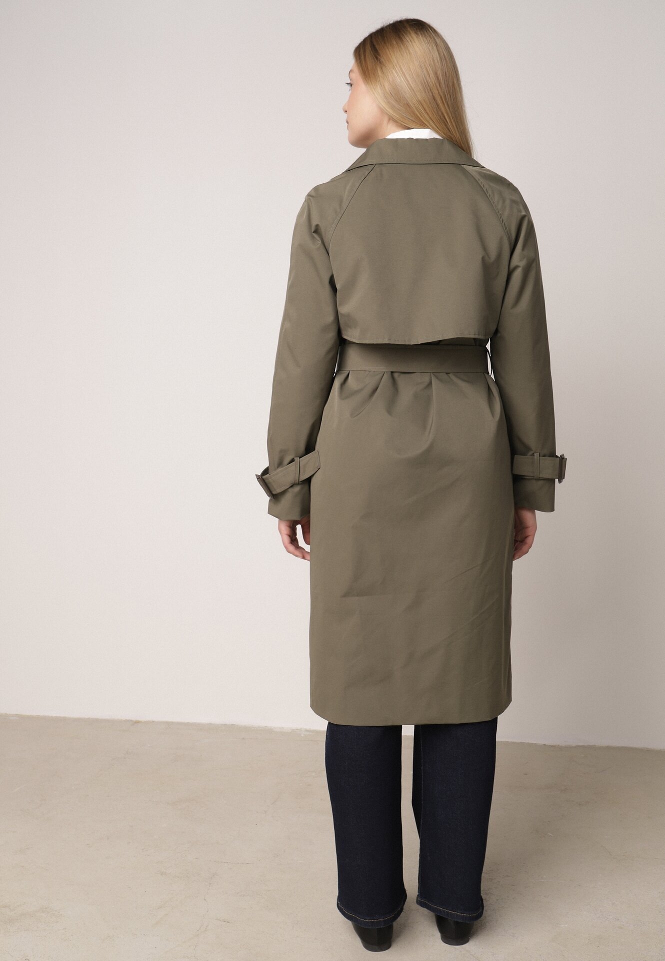  Palton Verde în Stil Trench Ornat cu curea cu cataramă Ninellira