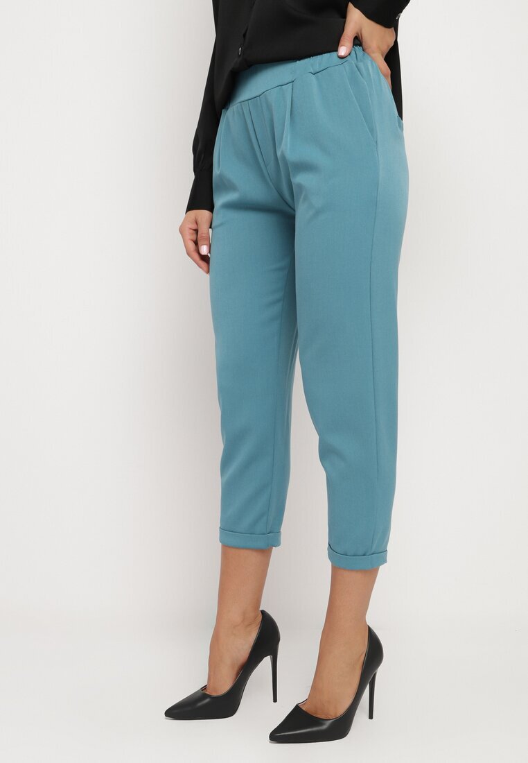  Pantaloni Albaștri 3/4 cu elastic în talie și buzunare Saivie