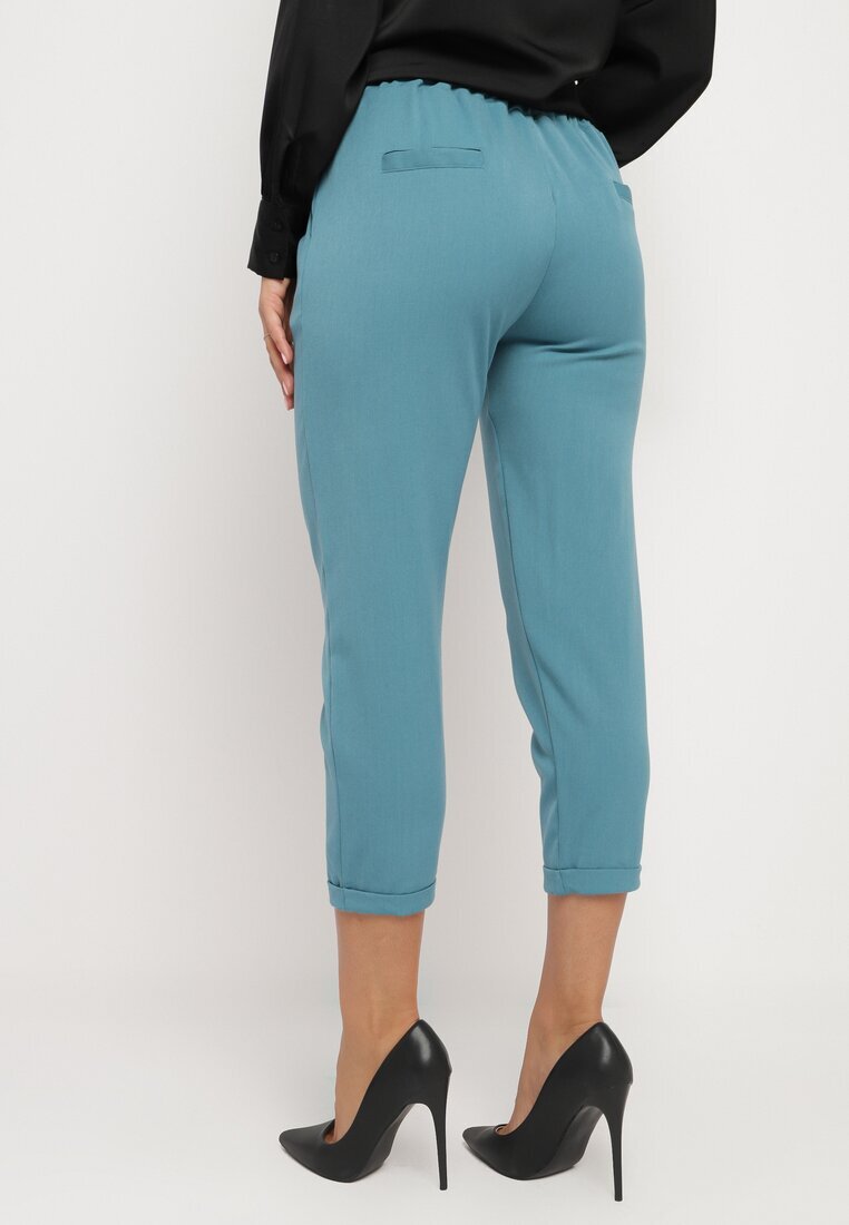  Pantaloni Albaștri 3/4 cu elastic în talie și buzunare Saivie