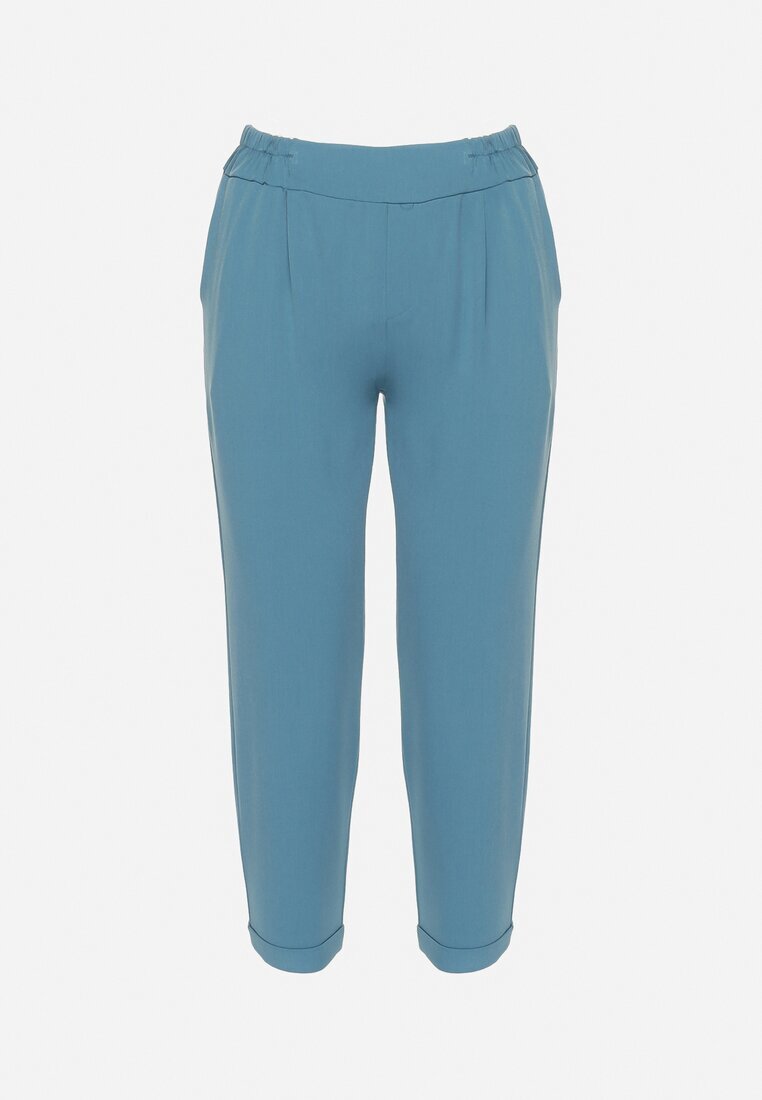  Pantaloni Albaștri 3/4 cu elastic în talie și buzunare Saivie