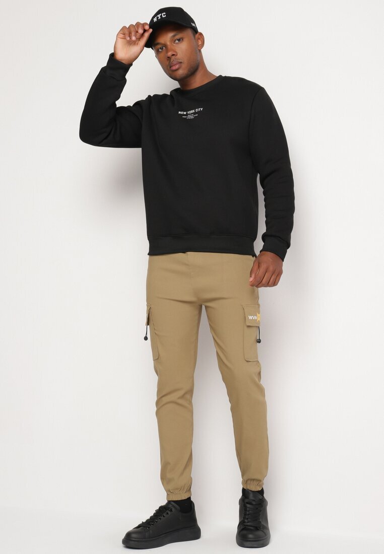  Pantaloni Cargo Bej închis cu bumbac Decorați cu inscripție și cu elastic în talie Tarionna