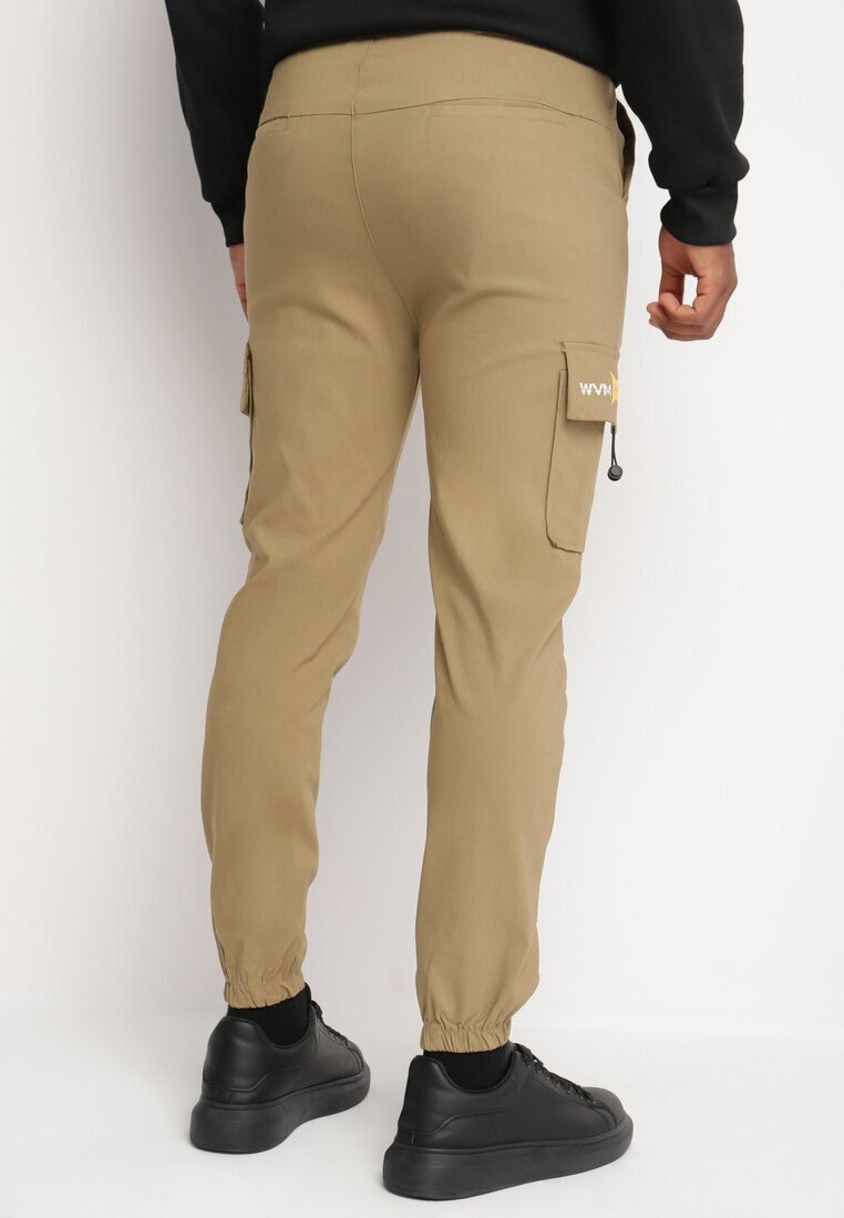  Pantaloni Cargo Bej închis cu bumbac Decorați cu inscripție și cu elastic în talie Tarionna