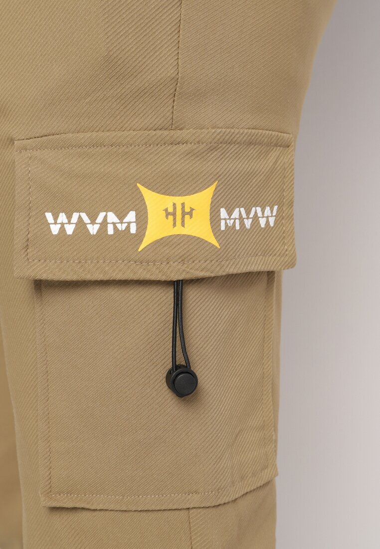  Pantaloni Cargo Bej închis cu bumbac Decorați cu inscripție și cu elastic în talie Tarionna