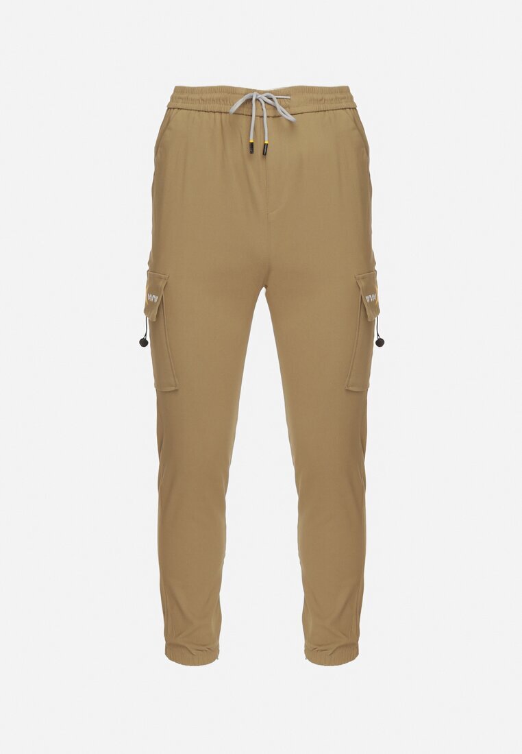 Pantaloni Cargo Bej închis cu bumbac Decorați cu inscripție și cu elastic în talie Tarionna