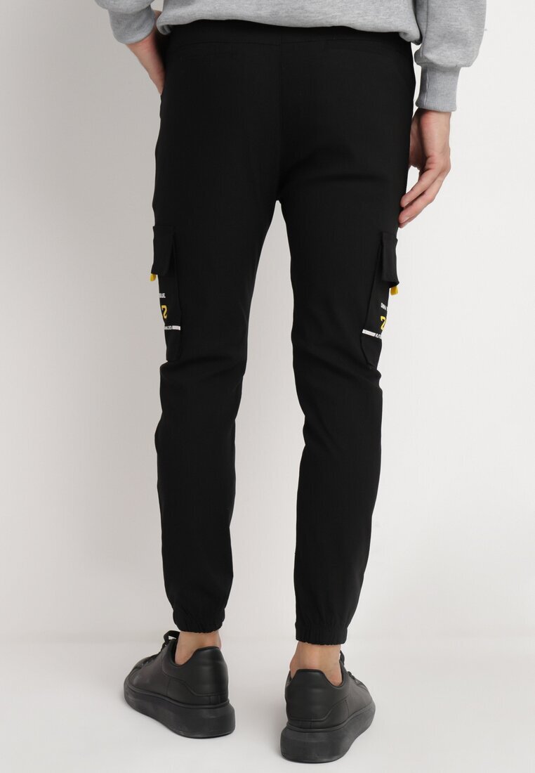  Pantaloni Cargo Negri din bumbac cu talie elastică și buzunare oblice Terelisa