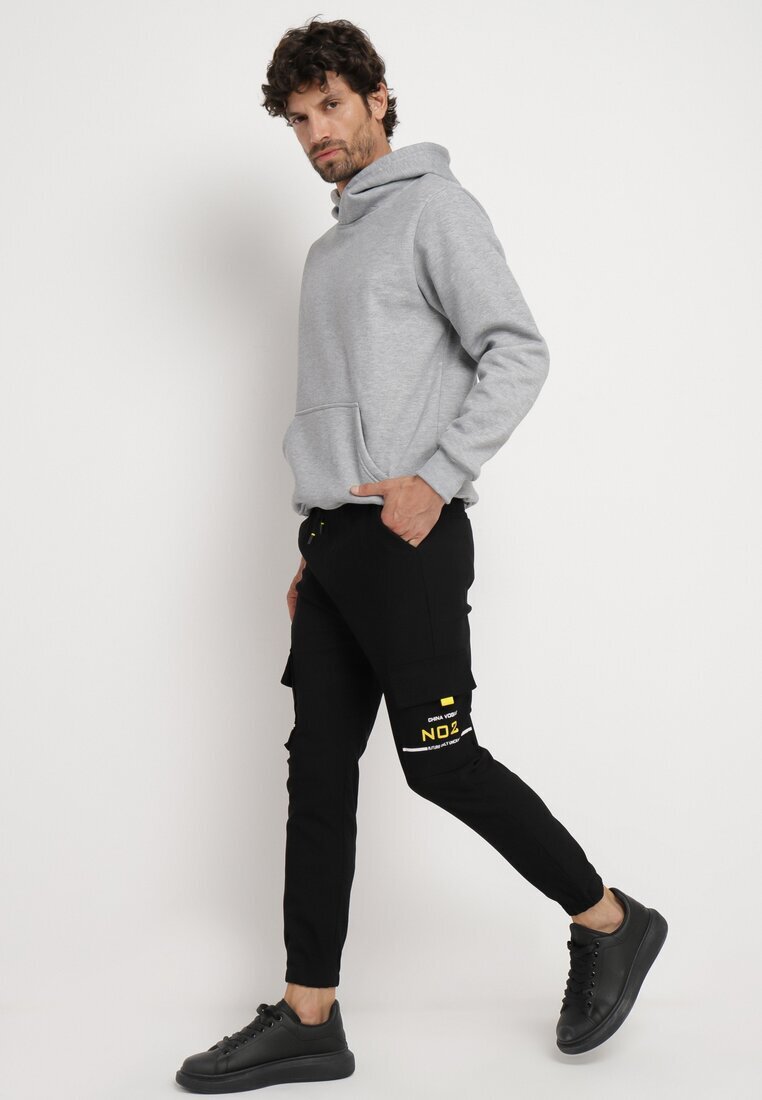  Pantaloni Cargo Negri din bumbac cu talie elastică și buzunare oblice Terelisa