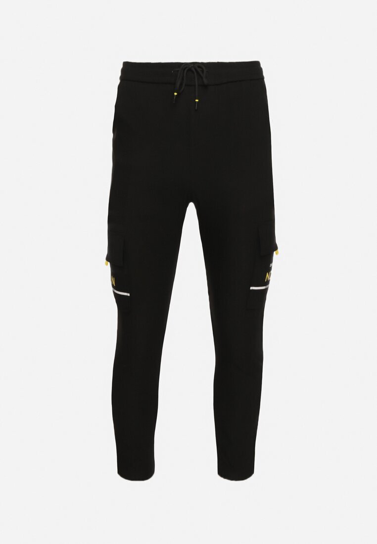  Pantaloni Cargo Negri din bumbac cu talie elastică și buzunare oblice Terelisa