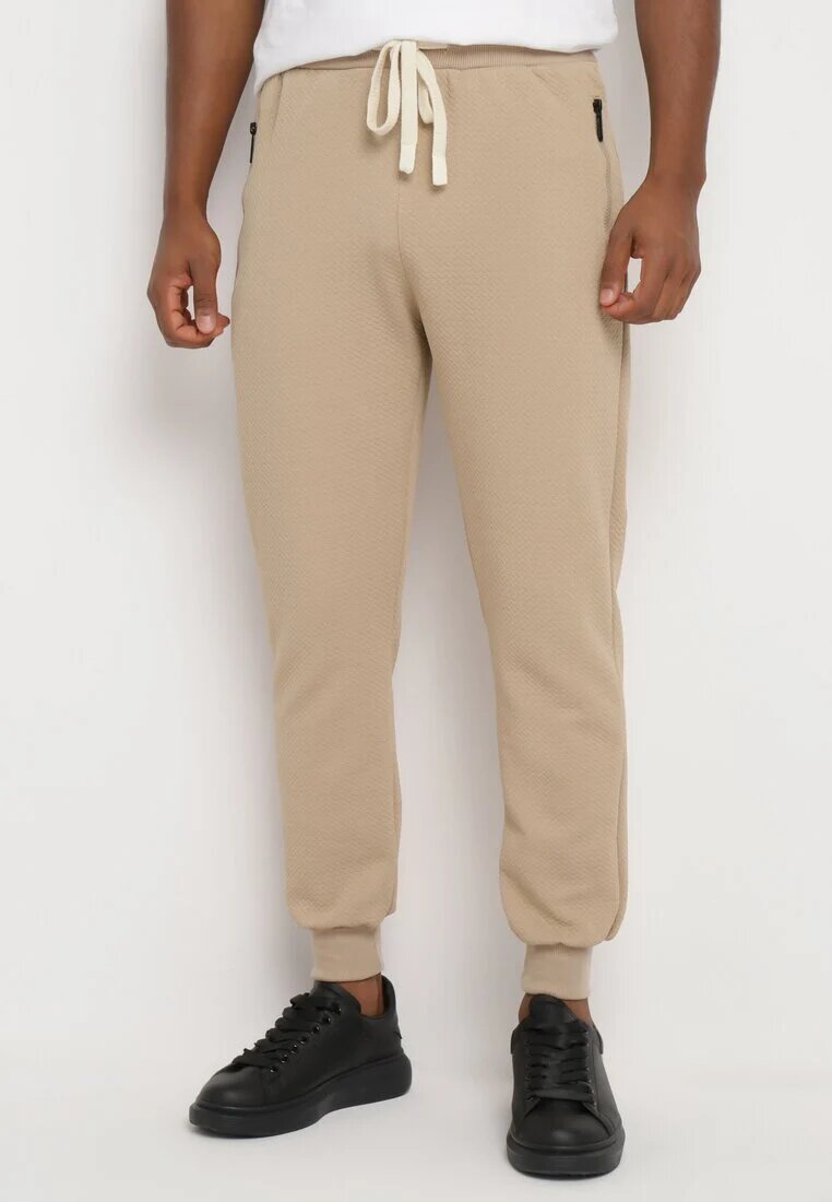  Pantaloni de trening Bej închis din bumbac cu talie înaltă Arliera