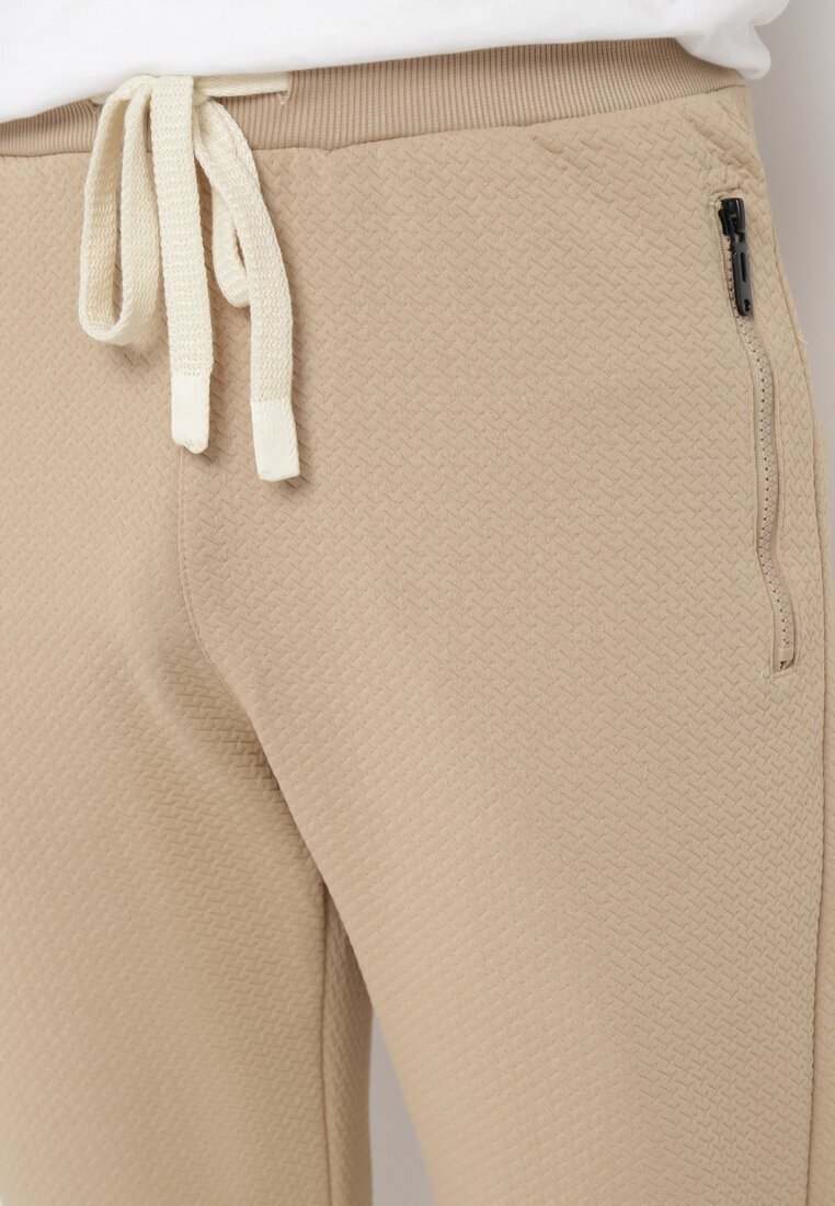  Pantaloni de trening Bej închis din bumbac cu talie înaltă Arliera