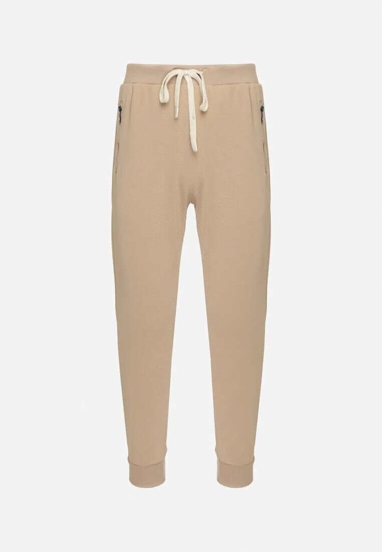  Pantaloni de trening Bej închis din bumbac cu talie înaltă Arliera