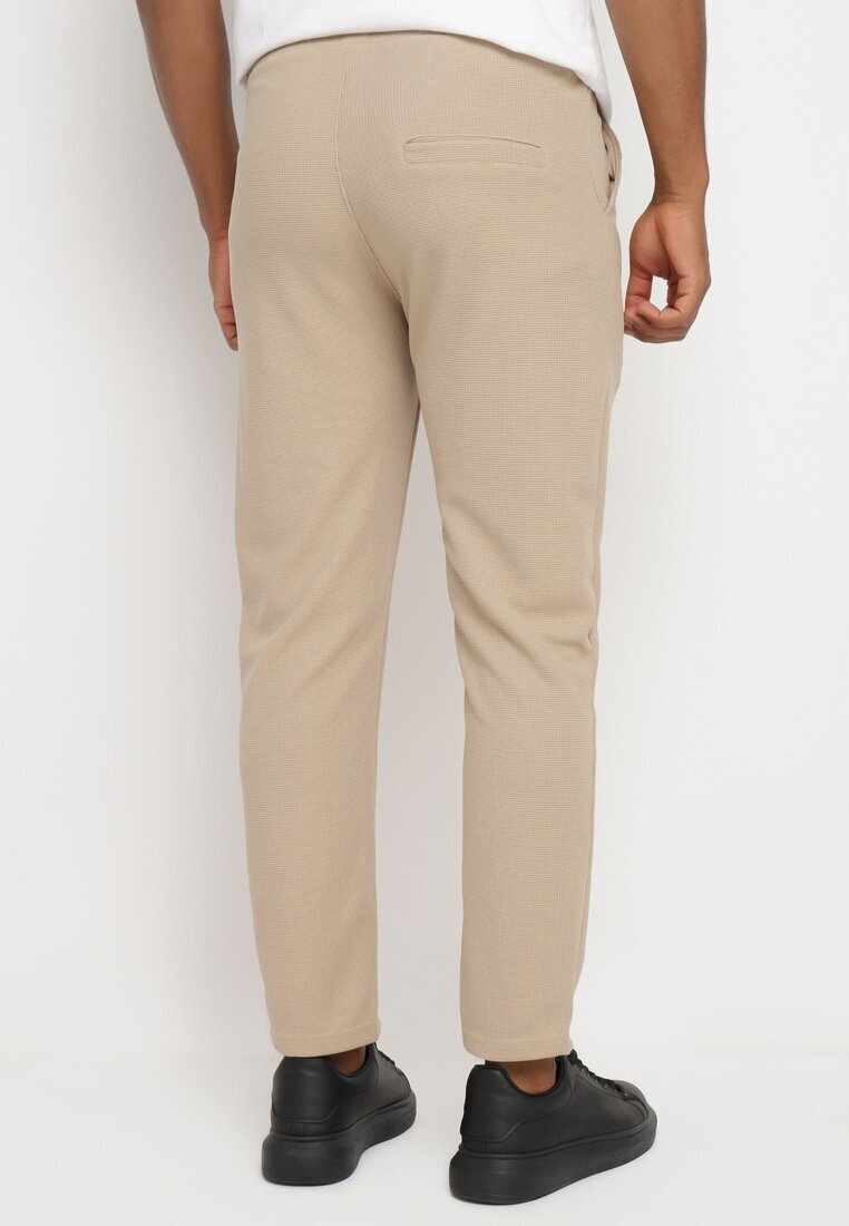 Pantaloni de trening bej închis din bumbac cu talie înaltă și șnururi decorative Arsiala