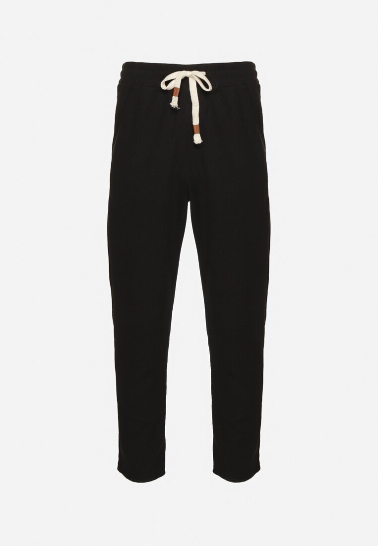  Pantaloni de Trening Negri din Bumbac cu Talie Înaltă și Șireturi Decorative Arsiala