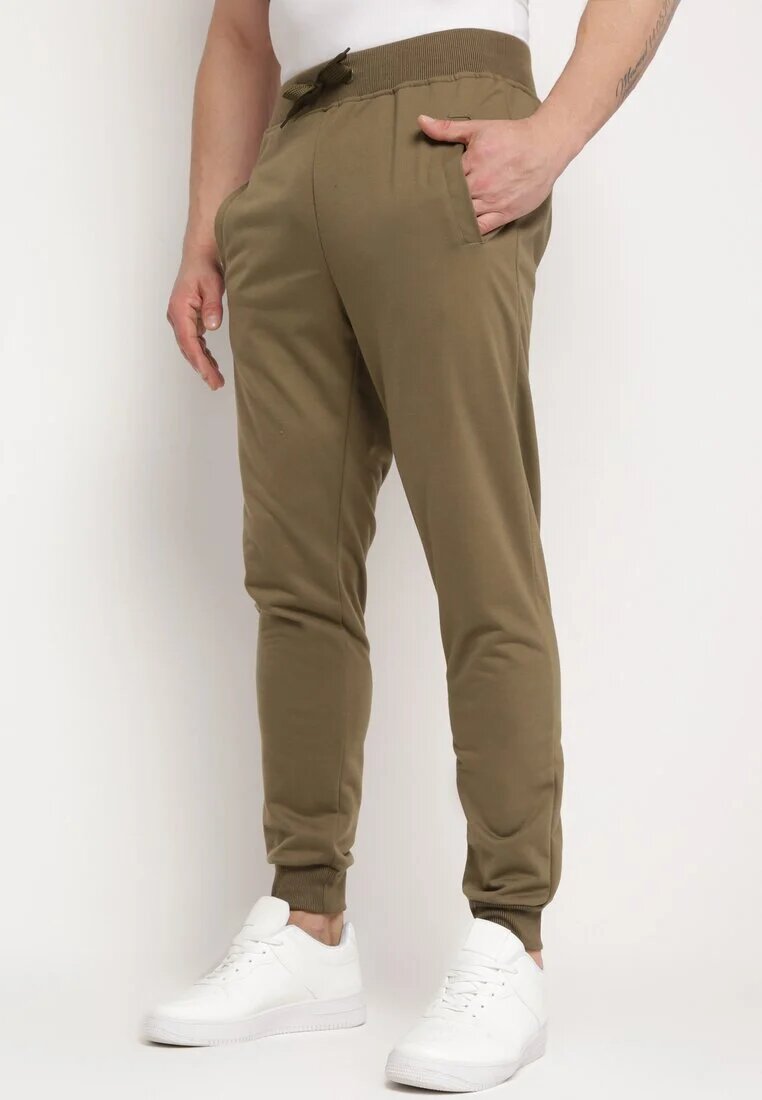  Pantaloni de trening Verde închis cu șnur în talie și talie înaltă Aricasa