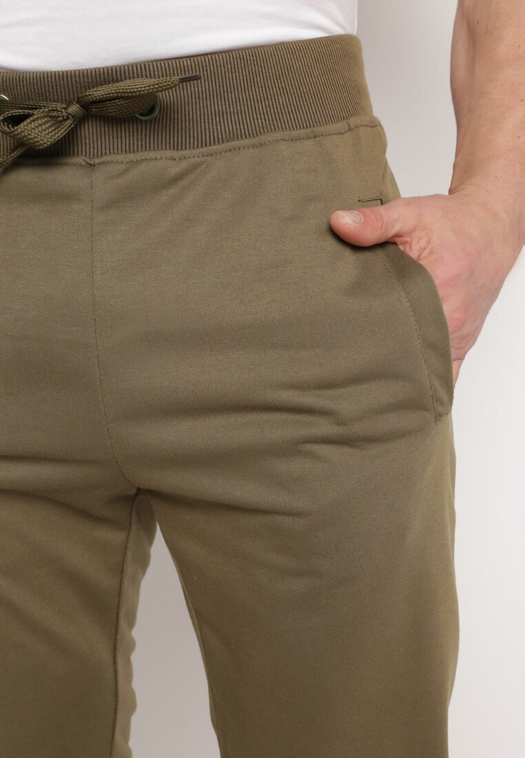  Pantaloni de trening Verde închis cu șnur în talie și talie înaltă Aricasa