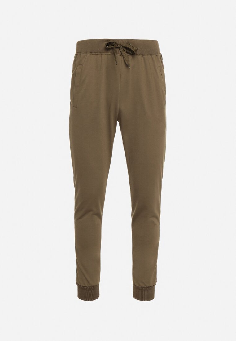  Pantaloni de trening Verde închis cu șnur în talie și talie înaltă Aricasa