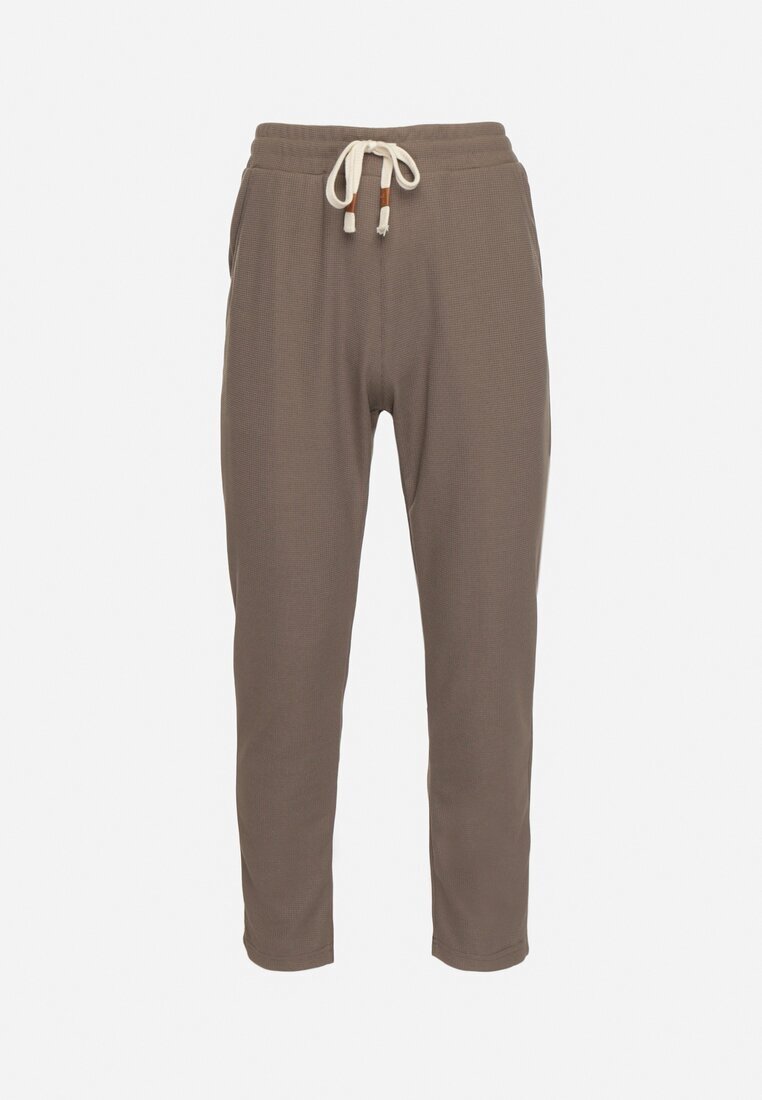  Pantaloni de trening verzi cu bumbac cu talie înaltă și șnururi decorative Arsiala