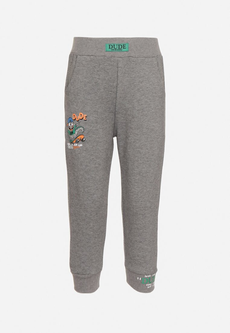  Pantaloni Gri de trening din bumbac și imprimeu de basm Tarisae