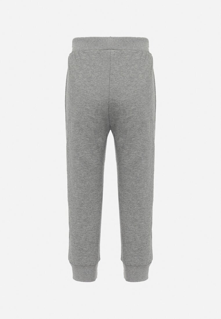  Pantaloni gri închis de trening cu elastic în talie și grafică decorativă Iraven