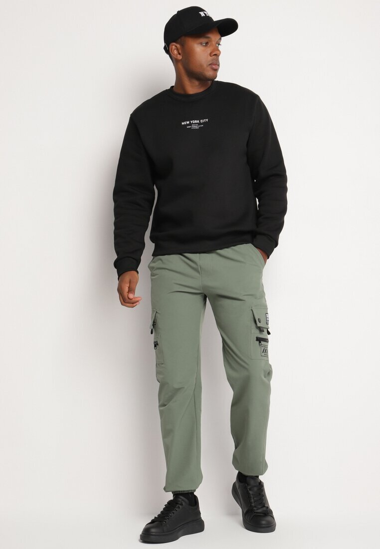  Pantaloni jogger Verde închis cu Buzunare decorative cu capse Lessalia