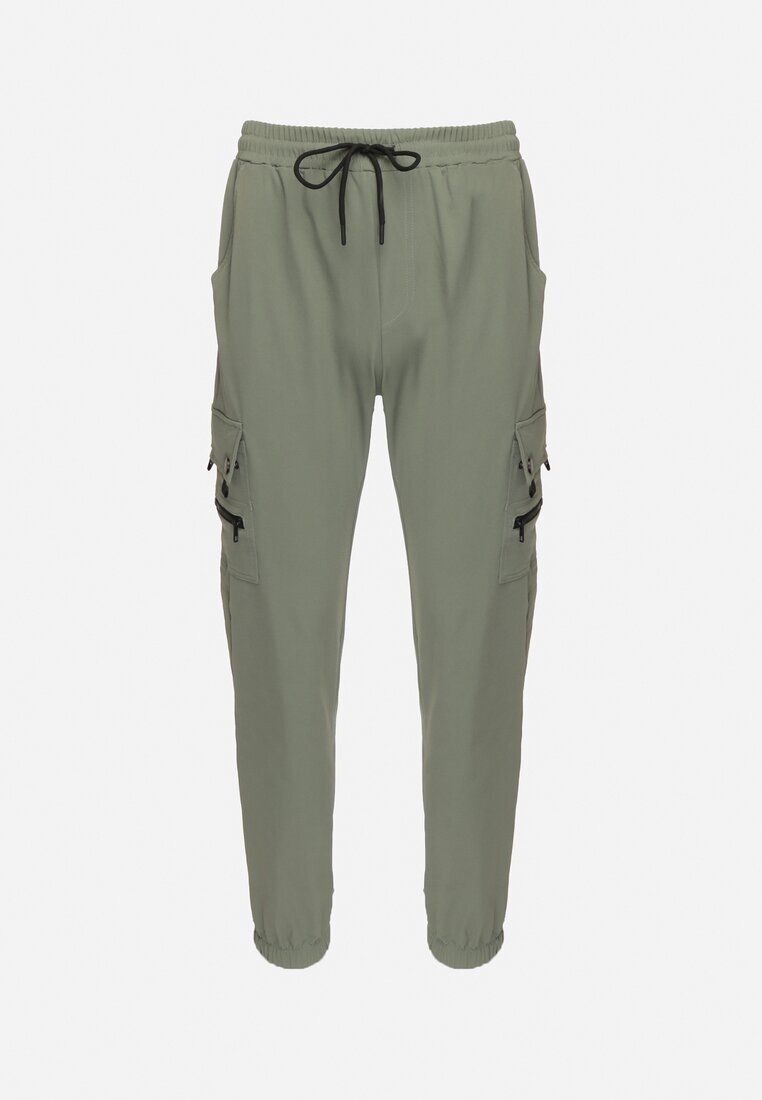  Pantaloni jogger Verde închis cu Buzunare decorative cu capse Lessalia
