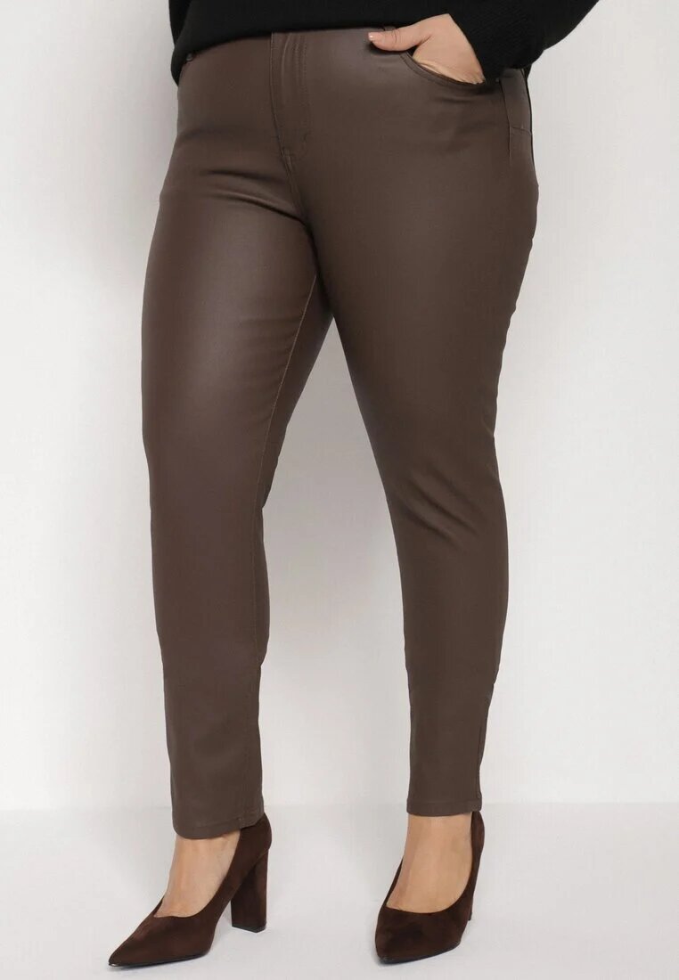  Pantaloni maro închis Skinny Push Up Zami