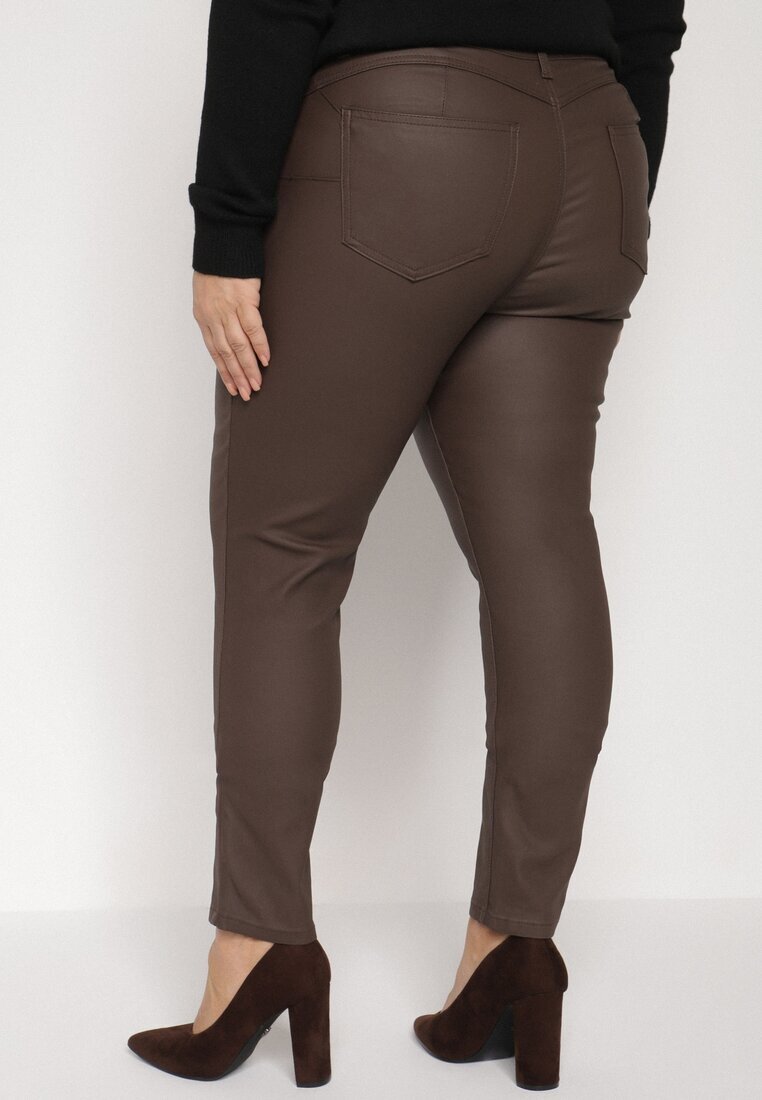  Pantaloni maro închis Skinny Push Up Zami