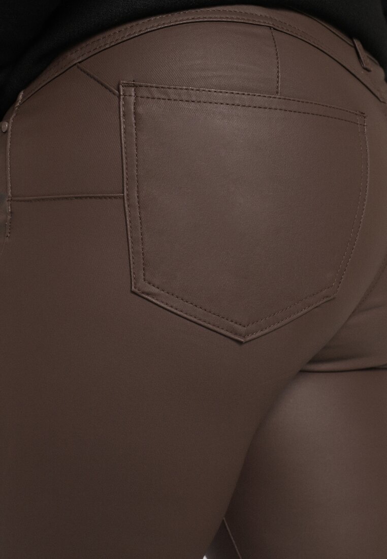  Pantaloni maro închis Skinny Push Up Zami