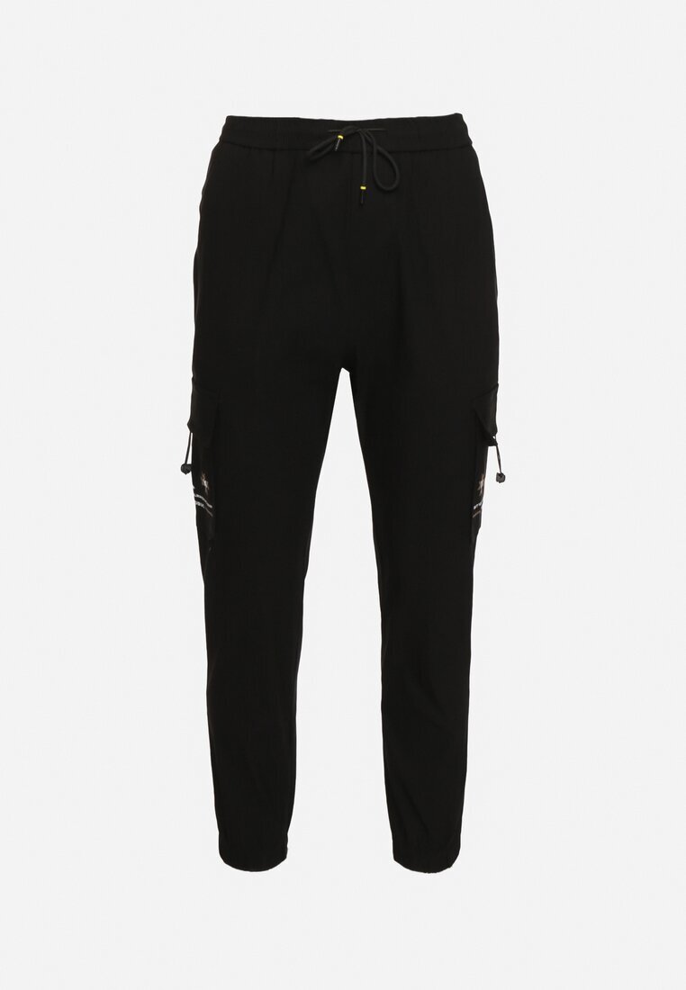  Pantaloni Negri din bumbac tip Cargo cu șnur în talie Lotilie