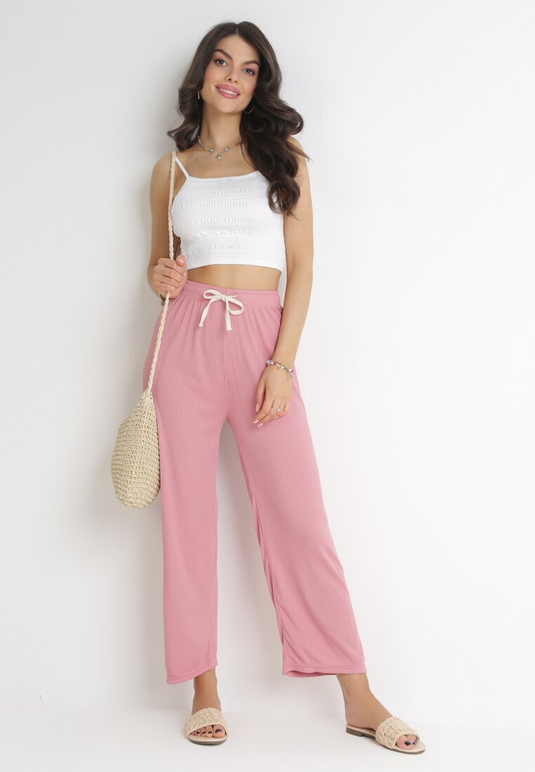  Pantaloni Roz cu elastic în talie și șnur Trivisa