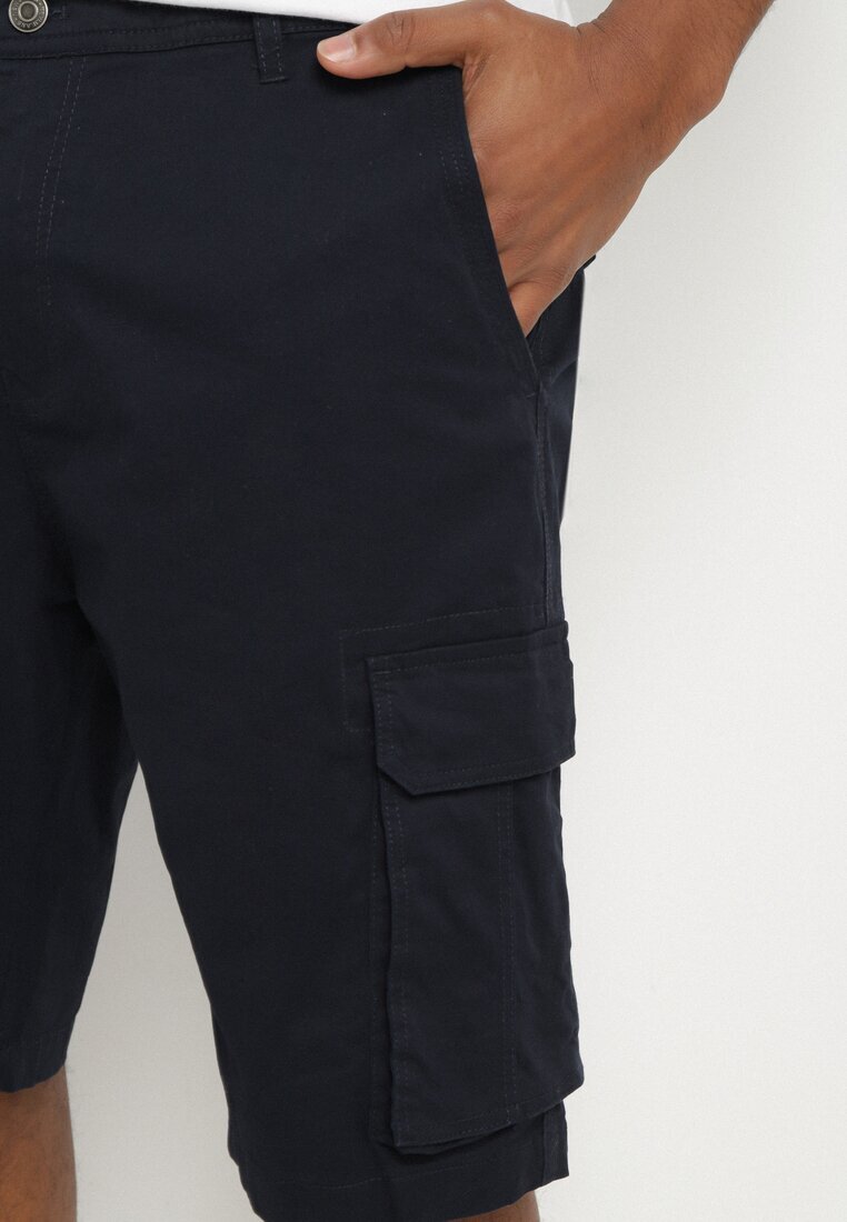  Pantaloni scurți albaștri din bumbac Cargo cu buzunare laterale Vikiitae