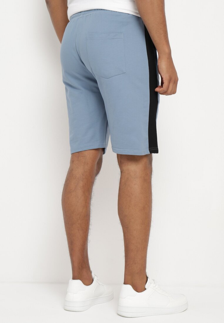  Pantaloni scurți Albastru deschis de bumbac cu elastic în talie cu talie înaltă Nisalia